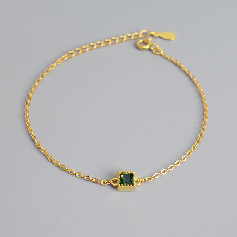 100 Real 925 Sterling Silver Green Square Zircon Bracelet Delicate Chain Bracelets for Women Girls Birthday Gifts for Wife
100 Real 925 Sterling Silver Green Square Zircon Bracelet Delicate Chain Bracelets for Women Girls Birthday Gifts for Wife