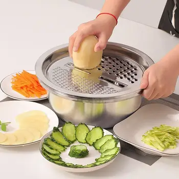 A Set of 3 Pieces, Stainless Steel Multi-functional Slicing Plate Chopper, Rice Washing Screen Kitchen Supplies
A Set of 3 Pieces, Stainless Steel Multi-functional Slicing Plate Chopper, Rice Washing Screen Kitchen Supplies