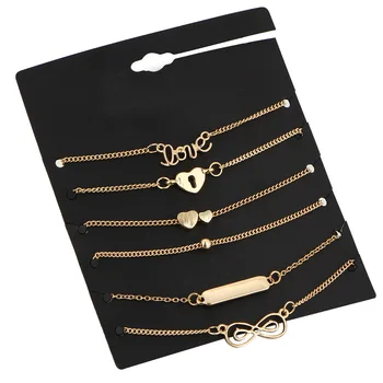 6PCS Ankle Bracelet Set Boho Jewelry Bohemian Gold Chains Infinity Double Heart Love Lock Charm Bracelets For Women Anklet Foot
6PCS Ankle Bracelet Set Boho Jewelry Bohemian Gold Chains Infinity Double Heart Love Lock Charm Bracelets For Women Anklet Foot