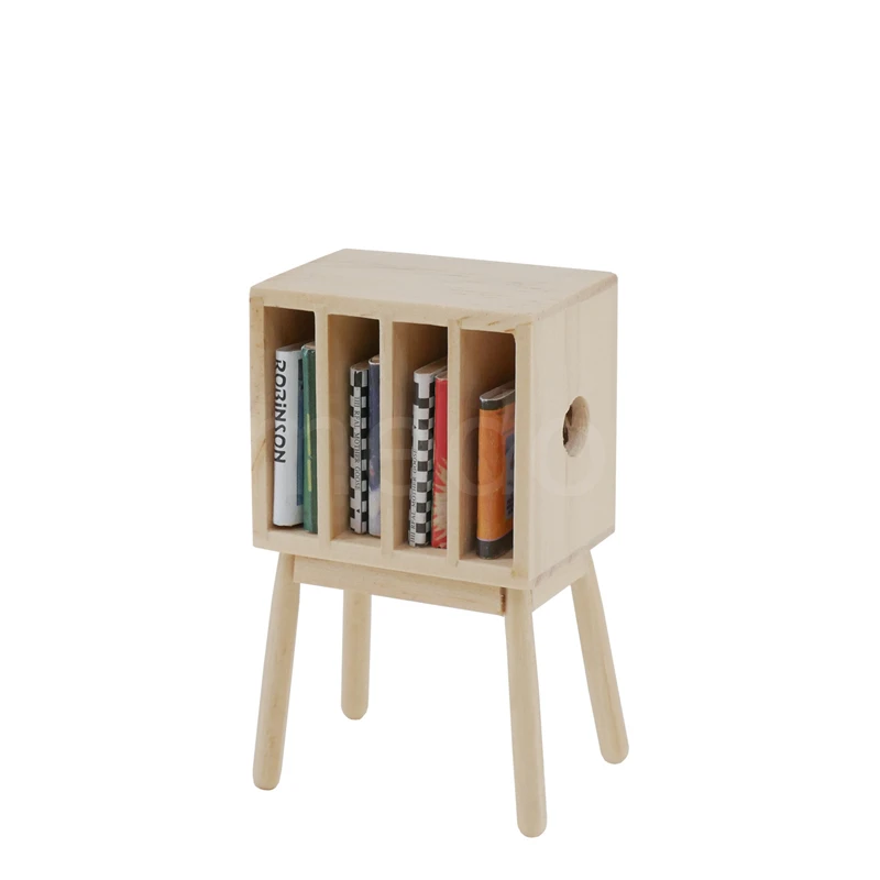 Generic Miniature Scale Bookcase Rack Wooden Dollhouse Magazine 112