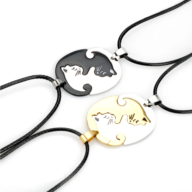 2pcs Best Friends Lover Gifts Couple Necklace Titanium Steel Cute Animal Cat Pendants Necklaces Leather Rope Charm Choker
2pcs Best Friends Lover Gifts Couple Necklace Titanium Steel Cute Animal Cat Pendants Necklaces Leather Rope Charm Choker