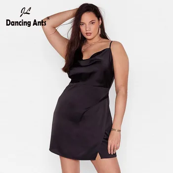 Women Plus-Size Dress Sleeveless Sexy Halter A-line Dresses Office Lady Solid Backless Split Female Stain Vestidos 2020 Summer
Women Plus-Size Dress Sleeveless Sexy Halter A-line Dresses Office Lady Solid Backless Split Female Stain Vestidos 2020 Summer