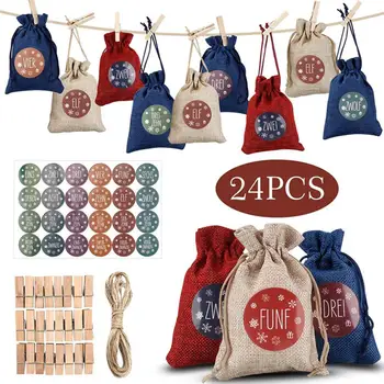 24PCS Christmas Advent Calendar Countdown Bag Hanging Candy Gift Sacks Pouch With Clips Stickers Rope Home Christmas Decoration
24PCS Christmas Advent Calendar Countdown Bag Hanging Candy Gift Sacks Pouch With Clips Stickers Rope Home Christmas Decoration