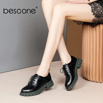 BESCONE Autumn Casual Flats High Quality Comfortable Genuine Leather Flats Round Toe Lace-up Anti-skid Platform Women ShoesBO682
BESCONE Autumn Casual Flats High Quality Comfortable Genuine Leather Flats Round Toe Lace-up Anti-skid Platform Women ShoesBO682