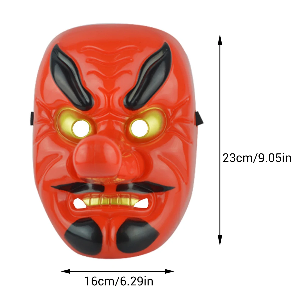Halloween Plastik Merah Tengu Panjang Hidung Topeng Horor Prajurit