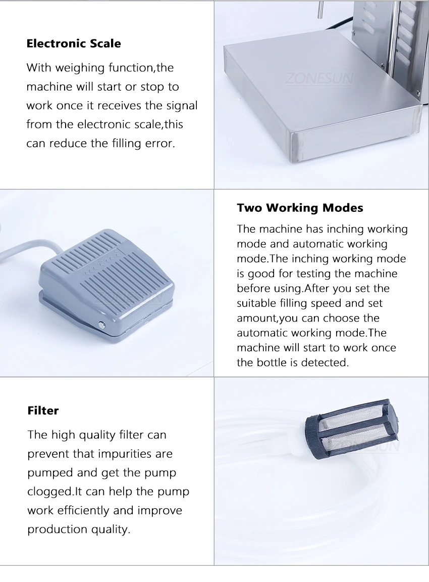 ZONEPACK ZS-MP251W Магнитный насос Сильнокислотная жидкость Пищевое масло Машина для наполнения и взвешивания спиртных напитков Наполнитель для бутылок с водой для сока 