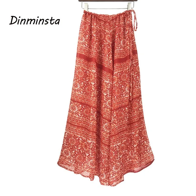 Dinminsta Women Floral Print Chiffon Clothing Female Long Casual Loose Lace Up Front Slit Wrap Bohemian Beach Red Summer Skirt
Dinminsta Women Floral Print Chiffon Clothing Female Long Casual Loose Lace Up Front Slit Wrap Bohemian Beach Red Summer Skirt