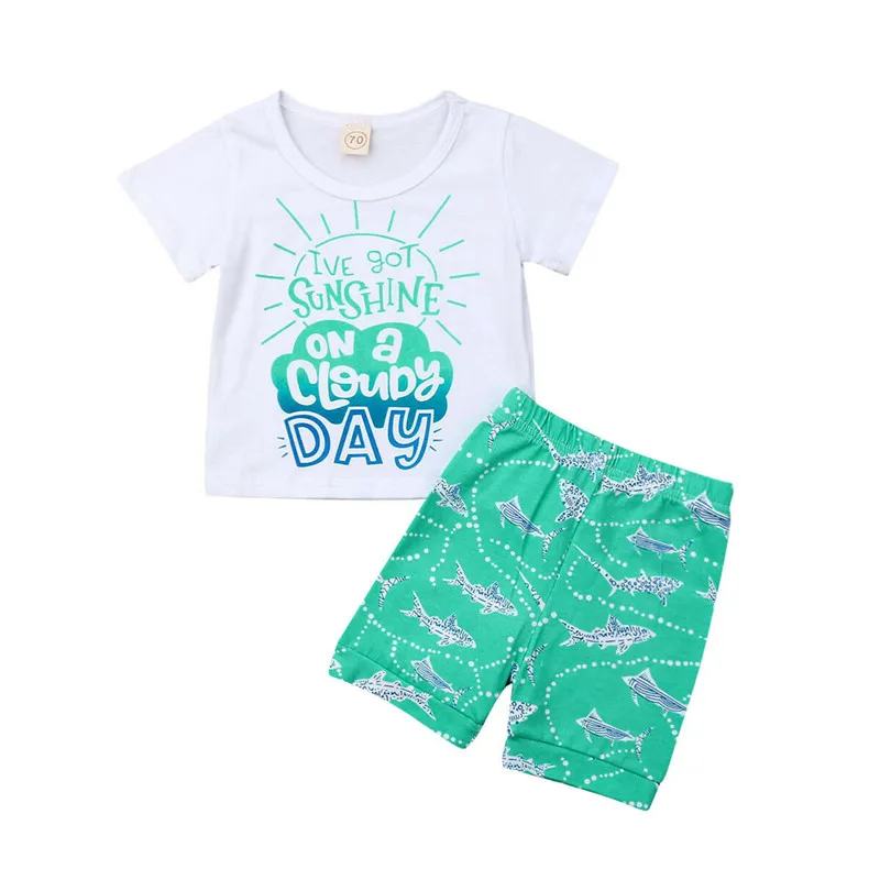 2Pcs Cute Toddler Kids Baby Boy Summer Clothes Short Sleeve T-Shirt Top+Shark Print Pants Outfits Sets
2Pcs Cute Toddler Kids Baby Boy Summer Clothes Short Sleeve T-Shirt Top+Shark Print Pants Outfits Sets