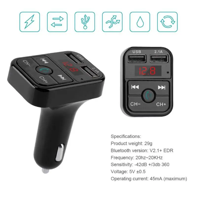 Universal Wireless Car Bluetooth Hands-free Kit FM Transmitter MP3 Player Car Electronics Radios High Quality
Universal Wireless Car Bluetooth Hands-free Kit FM Transmitter MP3 Player Car Electronics Radios High Quality