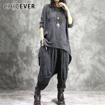 CHICEVER Cotton And Line Women's Suits O Neck Long Sleeve Irregular Tops Female Elastic High Waist Loose Pant Female Fashion New
CHICEVER Cotton And Line Women's Suits O Neck Long Sleeve Irregular Tops Female Elastic High Waist Loose Pant Female Fashion New