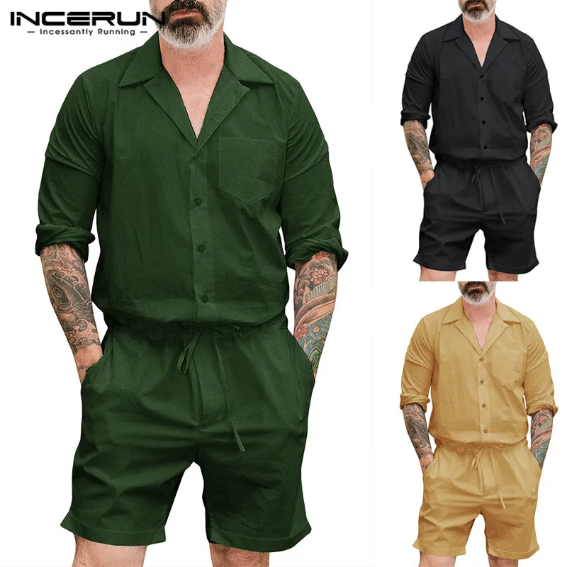 INCERUN New Fashion Men Rompers Cargo Overalls Long Sleeve Solid Color Pants Loose Pockets Playsuit Men Jumpsuit Streetwear 2019
INCERUN New Fashion Men Rompers Cargo Overalls Long Sleeve Solid Color Pants Loose Pockets Playsuit Men Jumpsuit Streetwear 2019