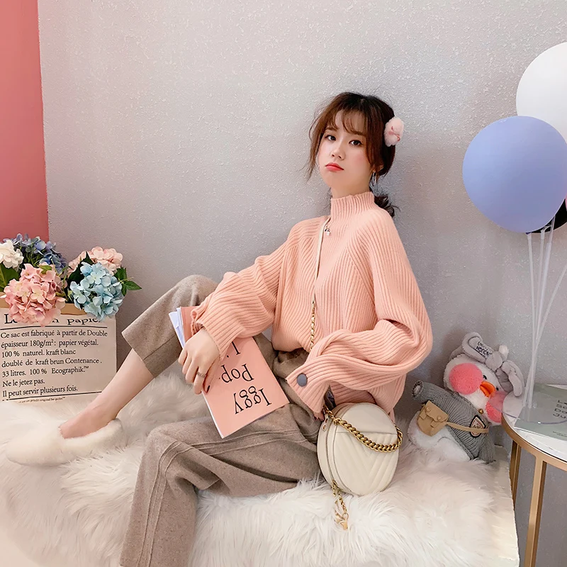 New Fashion Turtleneck Sweater Women Spring Autumn Solid Knitted Pullover Casual Pink Orange Yellow Creamy White | Женская одежда