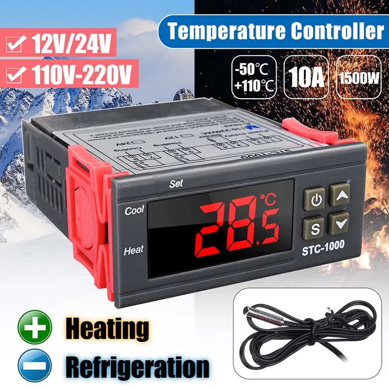ZEAST Efficient LED Digital Temperature Controller STC-1000 12V 24V 220V Thermoregulator thermostat With Heater And Cooler
ZEAST Efficient LED Digital Temperature Controller STC-1000 12V 24V 220V Thermoregulator thermostat With Heater And Cooler