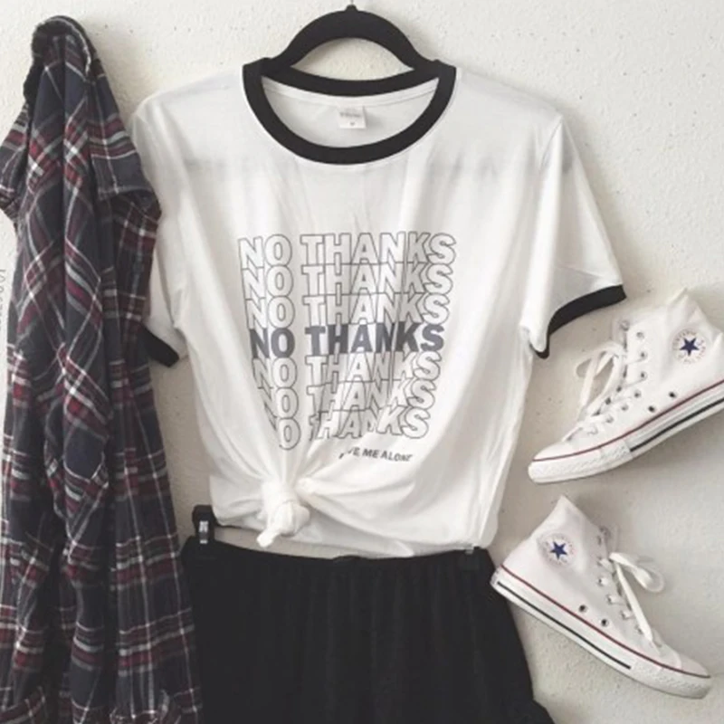 No Thanks Funny Graphic T Shirt Women Causal Ringer Tee Summer Fashion Tshirt Streetwear Tumblr Tops White Tees Pullovers 3xl
No Thanks Funny Graphic T Shirt Women Causal Ringer Tee Summer Fashion Tshirt Streetwear Tumblr Tops White Tees Pullovers 3xl