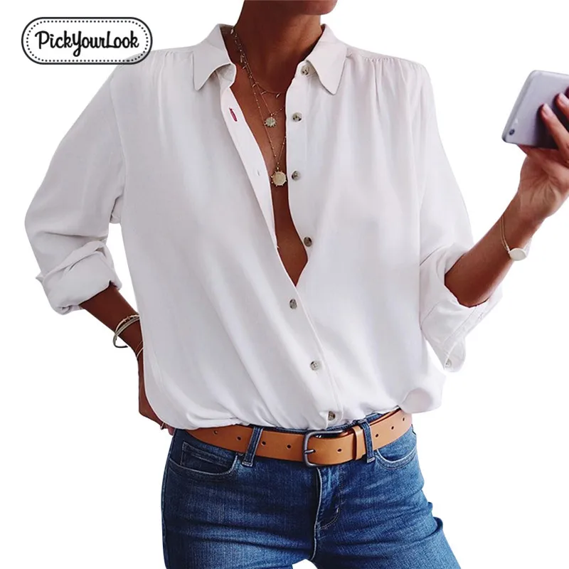 Pickyourlook Women Blouses And Shirt Button Long Sleeve Autumn Spring Female Tops Shirt Turn-Down Collar Ladies Blouses Chemise
Pickyourlook Women Blouses And Shirt Button Long Sleeve Autumn Spring Female Tops Shirt Turn-Down Collar Ladies Blouses Chemise