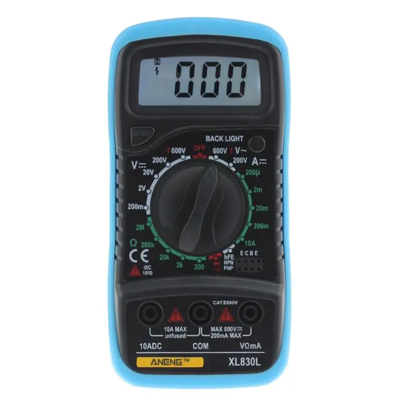 XL830L Digital Multimeter Voltmeter LCD Display blue Back Light AC/DC/OHM Multi-function Ammeter OHM Portable Meter 140x70x30mm
XL830L Digital Multimeter Voltmeter LCD Display blue Back Light AC/DC/OHM Multi-function Ammeter OHM Portable Meter 140x70x30mm