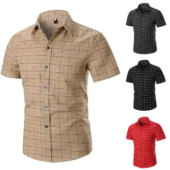 Linen Casual Mens Dress Shirts Camisa Plaid Shirt Short Sleeve Summer Blouse Men Clothing New arrival 2019 Black red gray
Linen Casual Mens Dress Shirts Camisa Plaid Shirt Short Sleeve Summer Blouse Men Clothing New arrival 2019 Black red gray