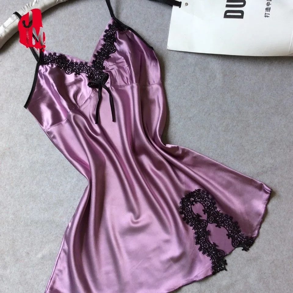Ladies Sexy Silk Sleepwear Satin Nightgown V-neck Nightdress Slip Nighties Summer Night Dress Lace Night Gown Lingerie For Women
Ladies Sexy Silk Sleepwear Satin Nightgown V-neck Nightdress Slip Nighties Summer Night Dress Lace Night Gown Lingerie For Women