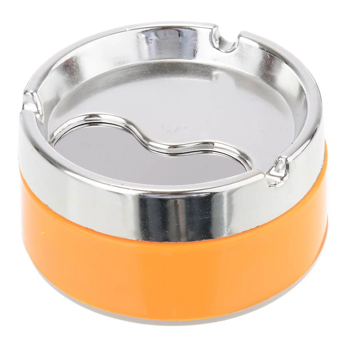 

1pc New Silver Orange Detachable Rotatable Lid Cylinder Design Stainless Steel High Temperature Resistance Cigarette Ashtray