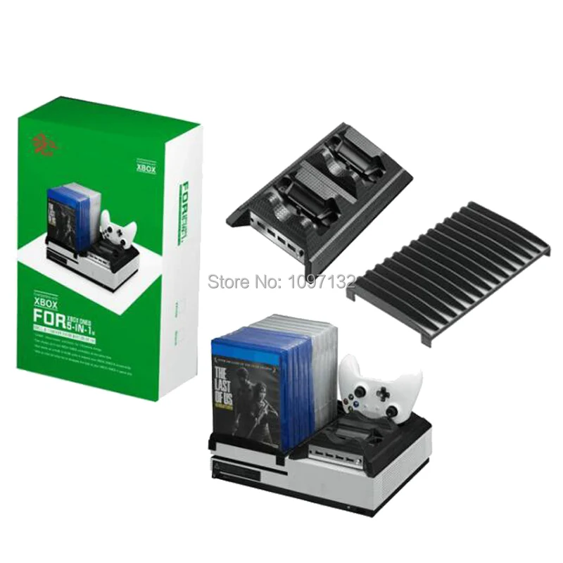 Multi function Vertical Stand Cooling Fan For XBOX ONE Slim Console Charging Station for Xbox One S Controller w CD Disks Holder
Multi function Vertical Stand Cooling Fan For XBOX ONE Slim Console Charging Station for Xbox One S Controller w CD Disks Holder