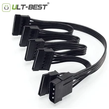 Ult-best Molex 4pin IDE 1 à 5 SATA 15Pin disque dur alimentation séparateur câble cordon pour bricolage PC Sever 4 broches à 15 broches puissance 60C(China)