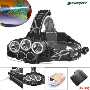 New 15000LM Headlamp 5 LED headlight Hunting head lamp Rechargeable by 2* 18650 Battery+ USB Cable +Charger
New 15000LM Headlamp 5 LED headlight Hunting head lamp Rechargeable by 2* 18650 Battery+ USB Cable +Charger