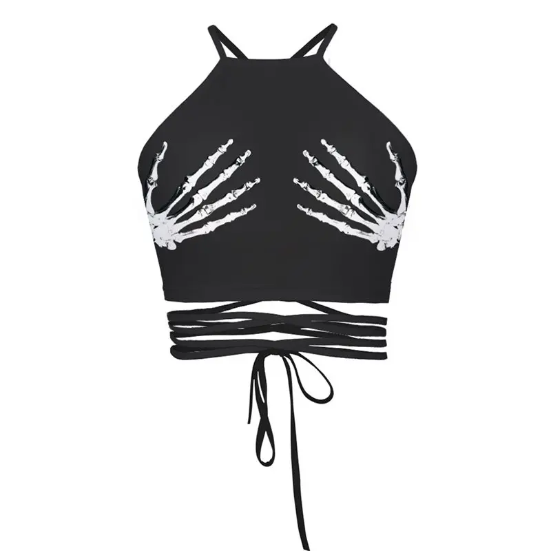 Rosetic Women Tops Casual Sexy Club Gothic Travel Beach Slim Spaghetti Straps Skull Backless Lace-Up Print Female Black Goth Top
Rosetic Women Tops Casual Sexy Club Gothic Travel Beach Slim Spaghetti Straps Skull Backless Lace-Up Print Female Black Goth Top