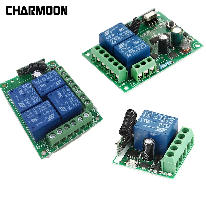 DC12V 1 2 4 CH /AC 85V 110V 220V 1 2 CH Relay Module 433MHz Wireless Remote Control Switch Smart Home Controller Receiver Switch
DC12V 1 2 4 CH /AC 85V 110V 220V 1 2 CH Relay Module 433MHz Wireless Remote Control Switch Smart Home Controller Receiver Switch
