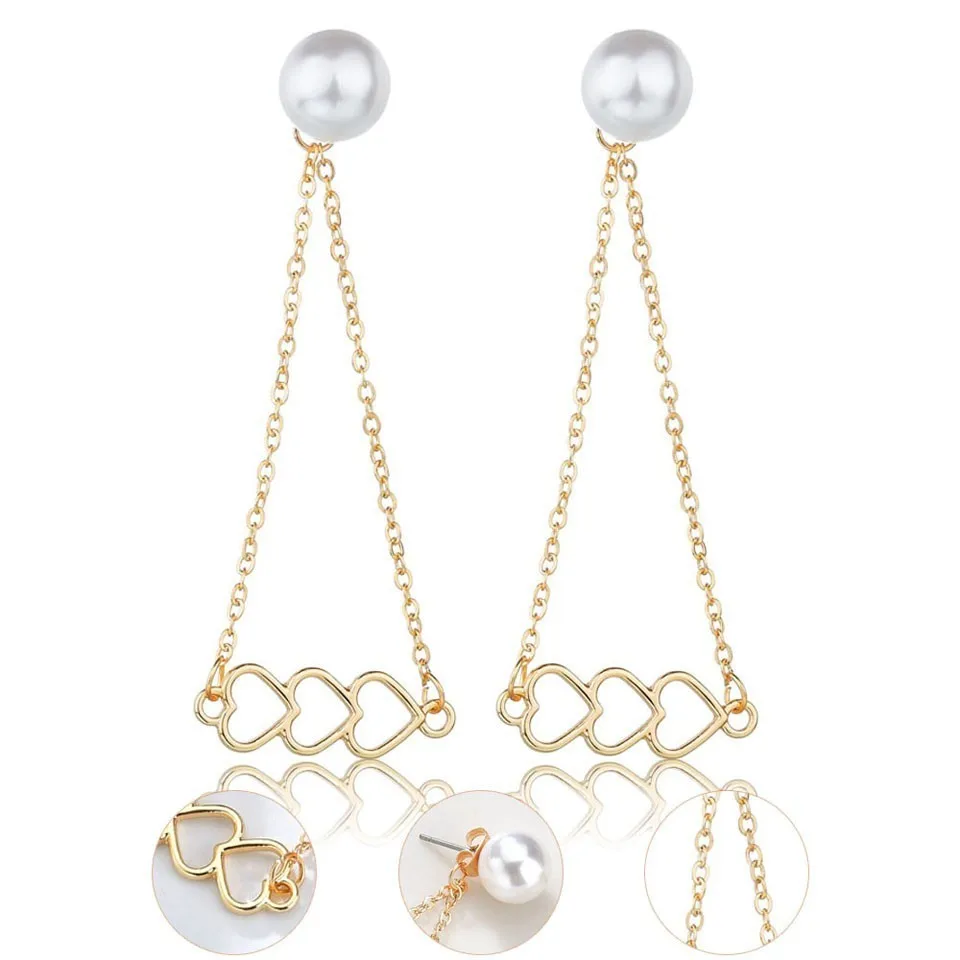 Korean Trendy Earrings For Women Pearl With Long Gold Chain Hallow Heart Drop Earrings Cute Female Handmade Wedding Jewelry
Korean Trendy Earrings For Women Pearl With Long Gold Chain Hallow Heart Drop Earrings Cute Female Handmade Wedding Jewelry