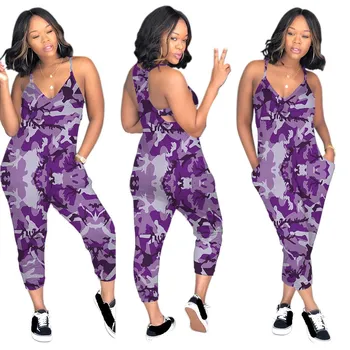 2019 New V-neck Sleeveless Spaghetti Strap Jumpsuit Women Summer Casual Camouflage Jumpsuits Plus Size Long Rompers 
2019 New V-neck Sleeveless Spaghetti Strap Jumpsuit Women Summer Casual Camouflage Jumpsuits Plus Size Long Rompers