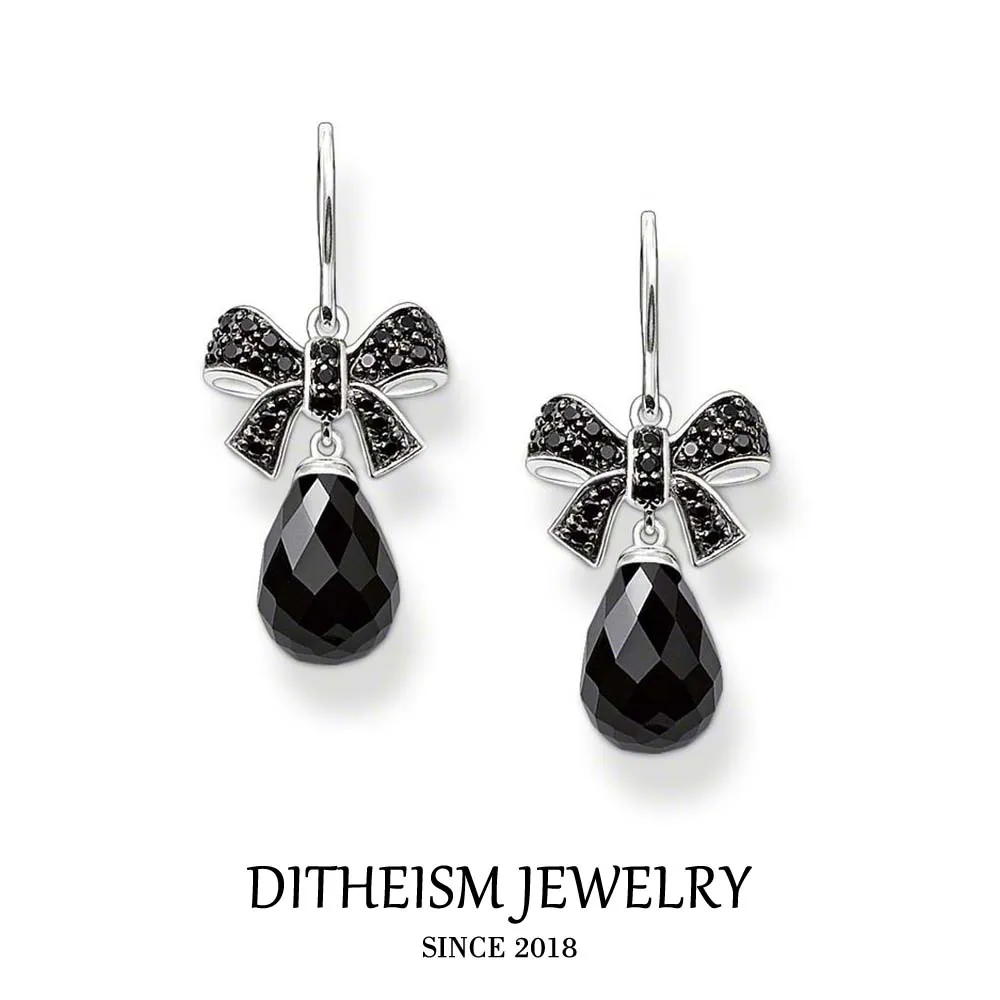 Black Bowknot Water Drop Swan Neck Earrings, 2018 New Bow Knot Fashion Jewelry Trendy 925 Sterling Silver Gift For Women
Black Bowknot Water Drop Swan Neck Earrings, 2018 New Bow Knot Fashion Jewelry Trendy 925 Sterling Silver Gift For Women