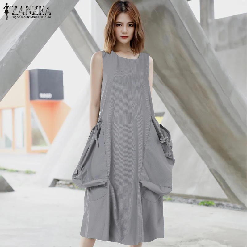Plus Size Striped Dress Women's Summer Sundress ZANZEA 2019 Stylish Baggy Maxi Dress Female Casual Sleeveless Party Robe Femme
Plus Size Striped Dress Women's Summer Sundress ZANZEA 2019 Stylish Baggy Maxi Dress Female Casual Sleeveless Party Robe Femme