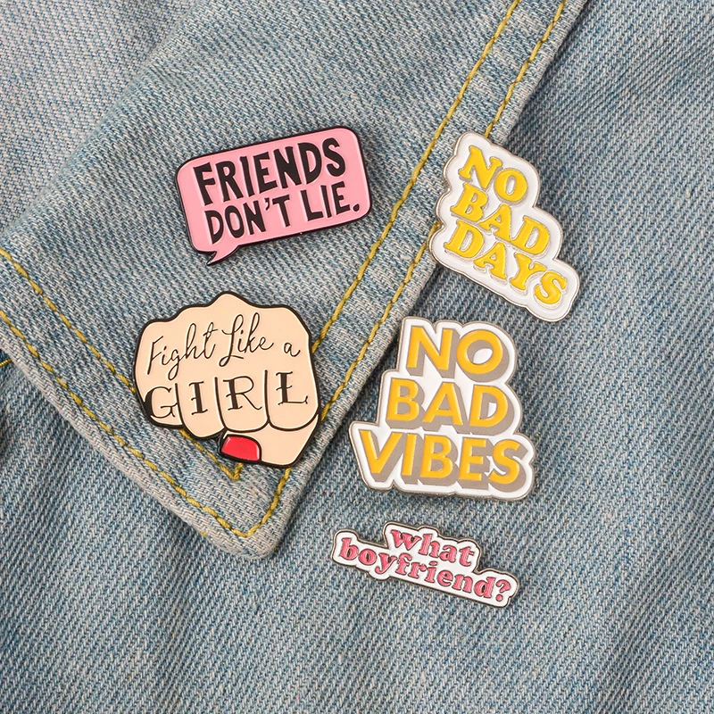 1PC Shirt Feminist NO BAD VIBES Girls Jeans Lapel Pin Exquesite Party Graceful Letter Wedding Cartoon Dialog Bag Brooch
1PC Shirt Feminist NO BAD VIBES Girls Jeans Lapel Pin Exquesite Party Graceful Letter Wedding Cartoon Dialog Bag Brooch