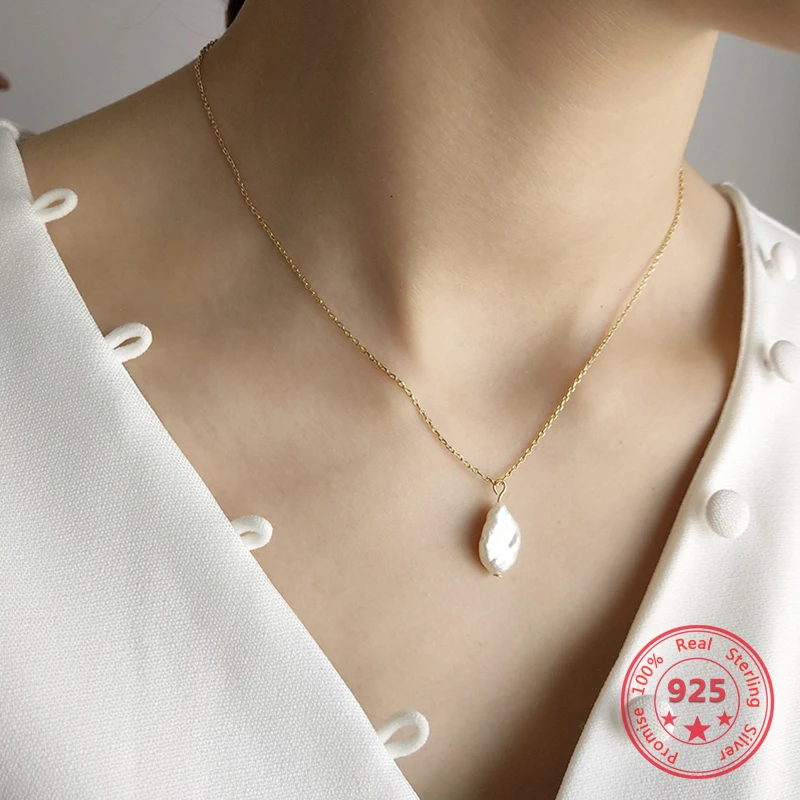 Korea Hot Style Pure 925 Sterling Silver Baroque Pearl Necklace for Women Delicate Fashion Charms Gold Necklace Jewelry
Korea Hot Style Pure 925 Sterling Silver Baroque Pearl Necklace for Women Delicate Fashion Charms Gold Necklace Jewelry