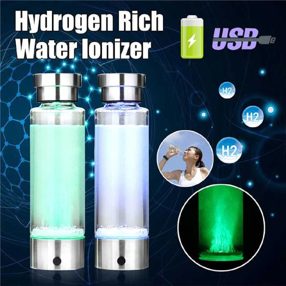 Newest 350ml Hydrogen-Rich Water Bottle lonizer Alkaline Maker Generator Portable Healthy Cup USB Rechargeable Anti-Aging Gift
Newest 350ml Hydrogen-Rich Water Bottle lonizer Alkaline Maker Generator Portable Healthy Cup USB Rechargeable Anti-Aging Gift