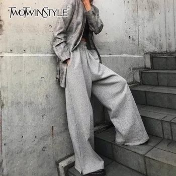 TWOTWINSTYLE 2020 Spring Gray Wide Leg Pants Female Loose High Waist Elastic Trousers For Women Casual Fashion Korean Clothes
TWOTWINSTYLE 2020 Spring Gray Wide Leg Pants Female Loose High Waist Elastic Trousers For Women Casual Fashion Korean Clothes