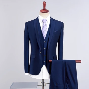 High quality blue men suit jacket with pants and vest Asia size S - XXXXL Men dress three-piece set
High quality blue men suit jacket with pants and vest Asia size S - XXXXL Men dress three-piece set
