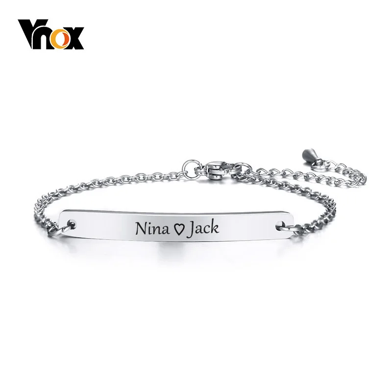 Vnox Free Engraving Thin Tag Bar ID Bracelets for Women Girl Stainless Steel Elegant Female Customize Jewelry Adjustable Length
Vnox Free Engraving Thin Tag Bar ID Bracelets for Women Girl Stainless Steel Elegant Female Customize Jewelry Adjustable Length