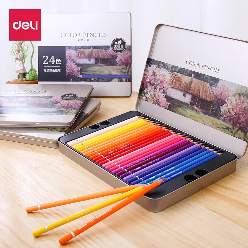 Deli 24/36/48/72 Colors Professional Oil Color Pencils Coloured Drawing Pencil Set Art Supplies For Artist Drawing Manga Design
Deli 24/36/48/72 Colors Professional Oil Color Pencils Coloured Drawing Pencil Set Art Supplies For Artist Drawing Manga Design