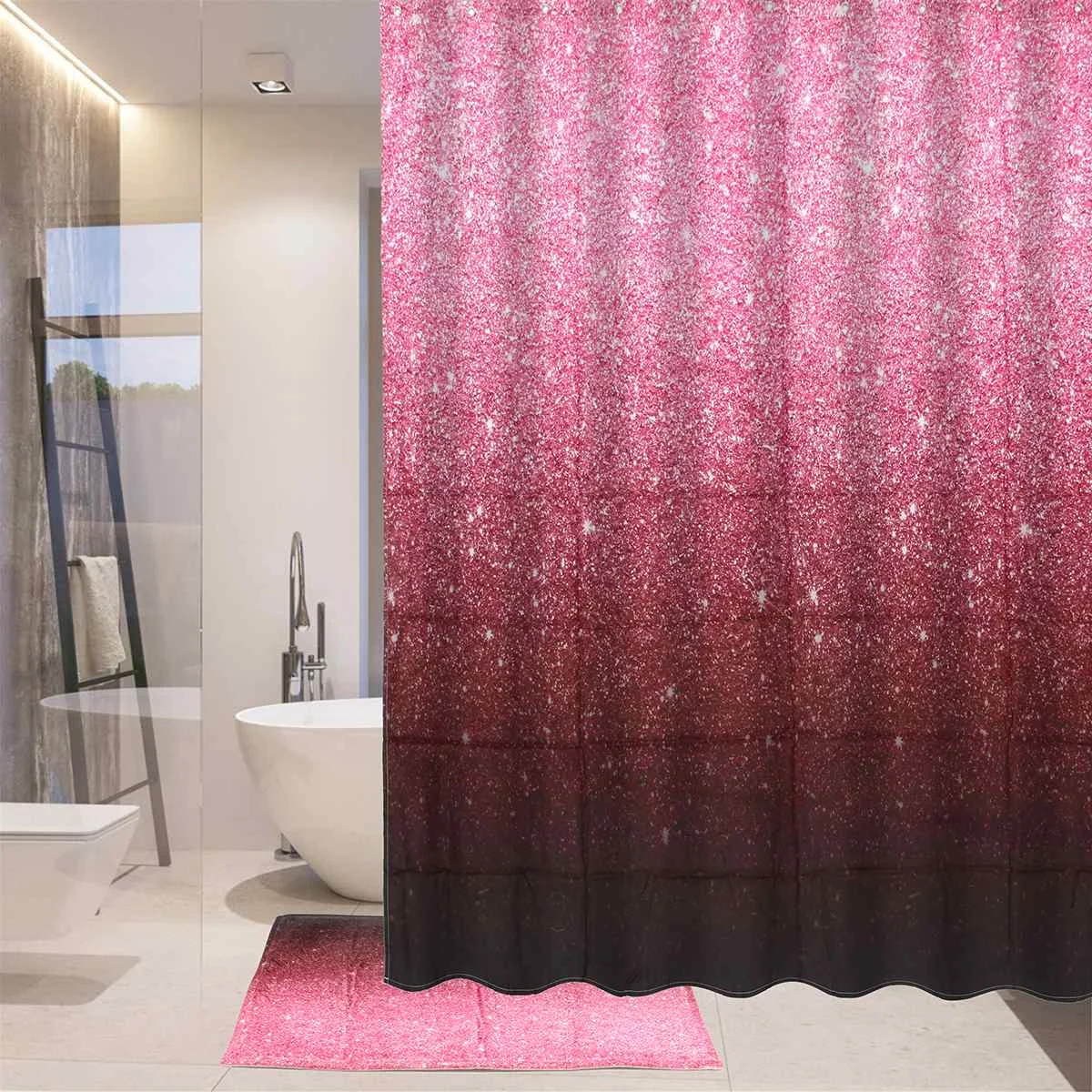 Pink Gradient 71" Shower Curtain Bathroom Mat Waterproof Polyester 12 Hooks Bath Curtains Nonslip Carpet Bathroom Accessories
Pink Gradient 71" Shower Curtain Bathroom Mat Waterproof Polyester 12 Hooks Bath Curtains Nonslip Carpet Bathroom Accessories