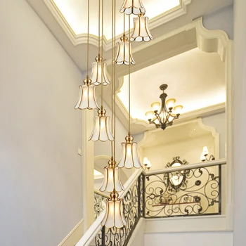 American style villa staircase all copper chandelier.Rotating high-rise decorative lighting.The pendant lamp on the top floor
American style villa staircase all copper chandelier.Rotating high-rise decorative lighting.The pendant lamp on the top floor