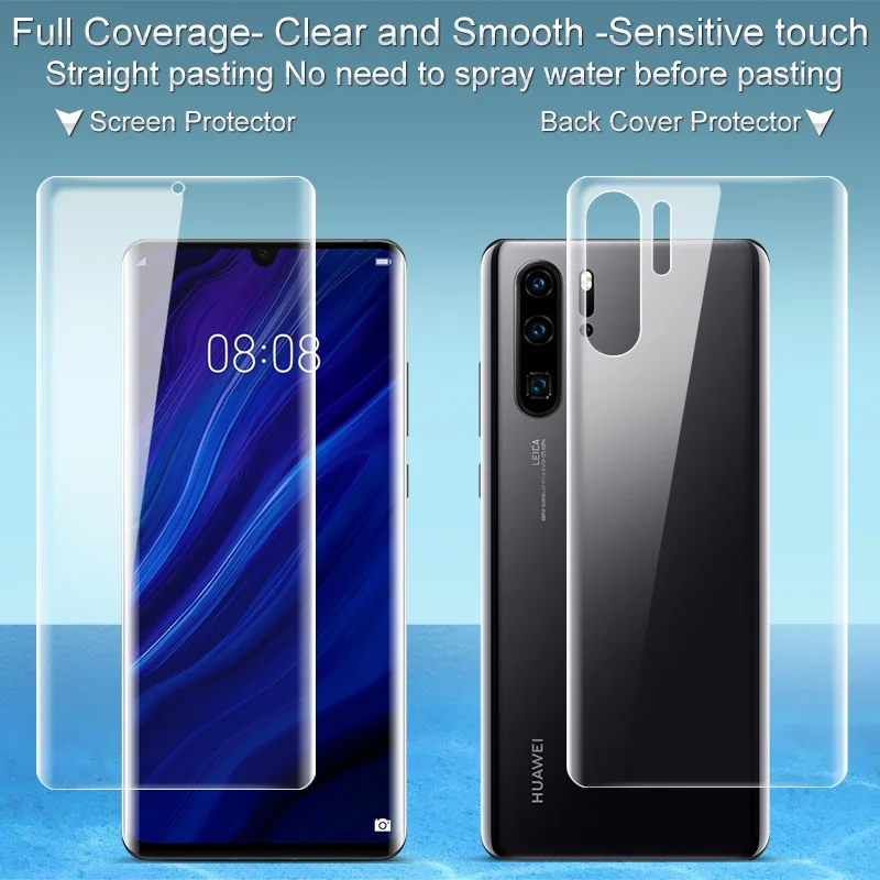 2PCS Full coverage for Huawei P30 Huawei P30 Pro Screen protector and Back cover protector Imak Transparent Clear Hydrogel Film 
2PCS Full coverage for Huawei P30 Huawei P30 Pro Screen protector and Back cover protector Imak Transparent Clear Hydrogel Film