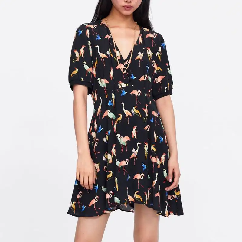 Women Dresses Summer 2019 New Fashion Casual Style Animal Prints Patter Female V-neck Mini Dress Feminino Vestidos
Women Dresses Summer 2019 New Fashion Casual Style Animal Prints Patter Female V-neck Mini Dress Feminino Vestidos