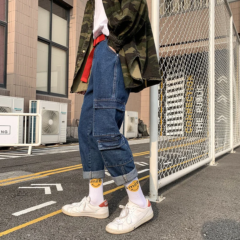 Japanese Style Men's Summer Loose Casual Pants Fashion Trend More Cargo Pocket Work Baggy Homme Jeans men Blue Color Trousers
Japanese Style Men's Summer Loose Casual Pants Fashion Trend More Cargo Pocket Work Baggy Homme Jeans men Blue Color Trousers