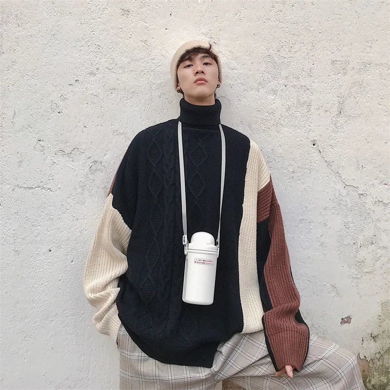 2019 spring Winter Men's Cashmere In Warm Woolen Sweaters Brand Color Stitching men Casual Knitting Loose Turtleneck clothes
2019 spring Winter Men's Cashmere In Warm Woolen Sweaters Brand Color Stitching men Casual Knitting Loose Turtleneck clothes
