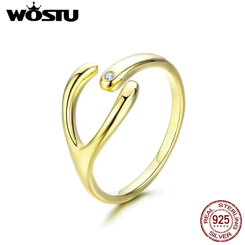 WOSTU 2019 Simple Design Gold Color Minimalist Rings 925 Sterling Silver Adjustable Ring For Women Wedding Luxury Jewelry CTR031
WOSTU 2019 Simple Design Gold Color Minimalist Rings 925 Sterling Silver Adjustable Ring For Women Wedding Luxury Jewelry CTR031