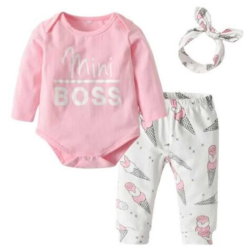 mini BOSS 3PCS Set Baby Girls Pink Cotton Romper+Ice-cream-cone Pants Newborn Bodysuit Clothes Outfits Autumn Set 0-2Y 6M
mini BOSS 3PCS Set Baby Girls Pink Cotton Romper+Ice-cream-cone Pants Newborn Bodysuit Clothes Outfits Autumn Set 0-2Y 6M