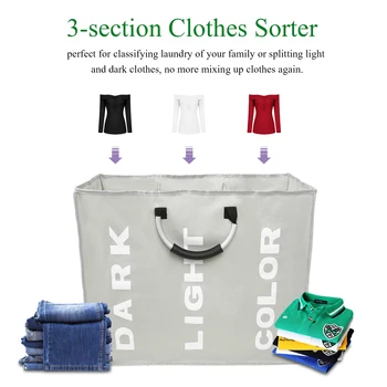 Esonmus Foldable 3-section Laundry Bag Hamper Durable Oxford Fabric Laundry Basket Clothes Sorter Portable Storage Bag
Esonmus Foldable 3-section Laundry Bag Hamper Durable Oxford Fabric Laundry Basket Clothes Sorter Portable Storage Bag
