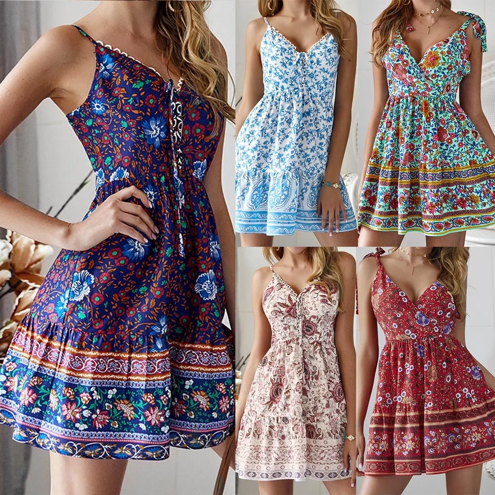 Vintage Women Sleeveless Wrap Boho Floral Mini Dress Ladies Summer Sundress Holiday V neck Short Sleeve Print Dress
Vintage Women Sleeveless Wrap Boho Floral Mini Dress Ladies Summer Sundress Holiday V neck Short Sleeve Print Dress