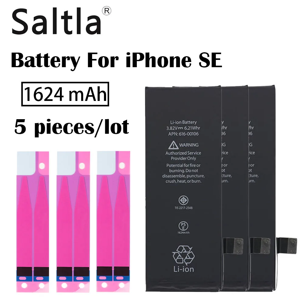 Original Saltla Battery For iPhone SE 5Pieces/lot Real Capacity 1624mAh New5SE Mobile Replacement Batteries with Repair Sticker
Original Saltla Battery For iPhone SE 5Pieces/lot Real Capacity 1624mAh New5SE Mobile Replacement Batteries with Repair Sticker